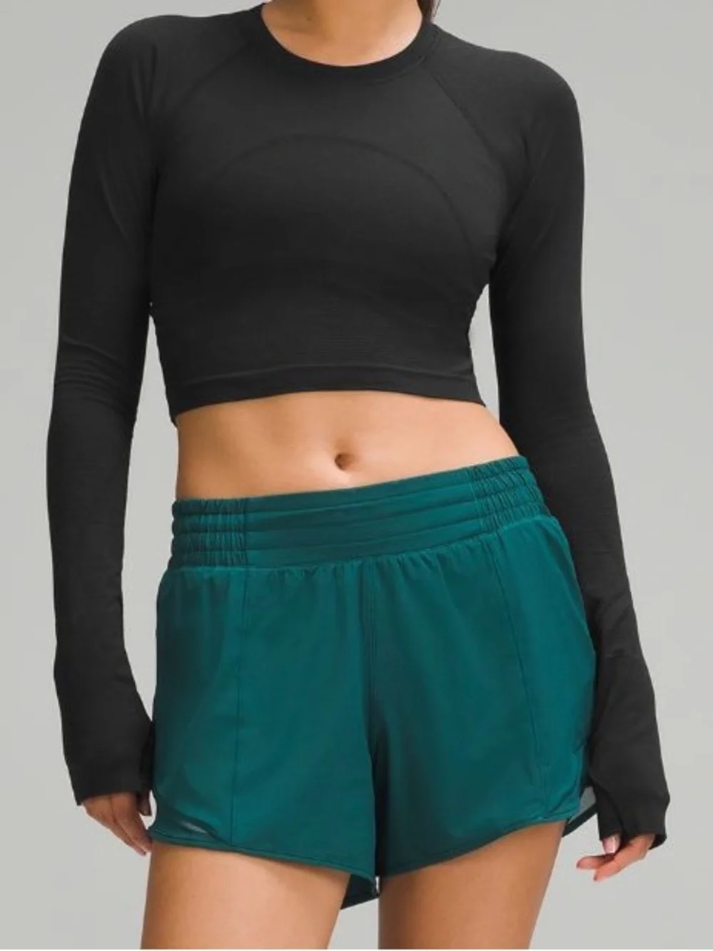 Lululemon Swiftly Tech Cropped Long Sleeve Shirt 2.0 in Black